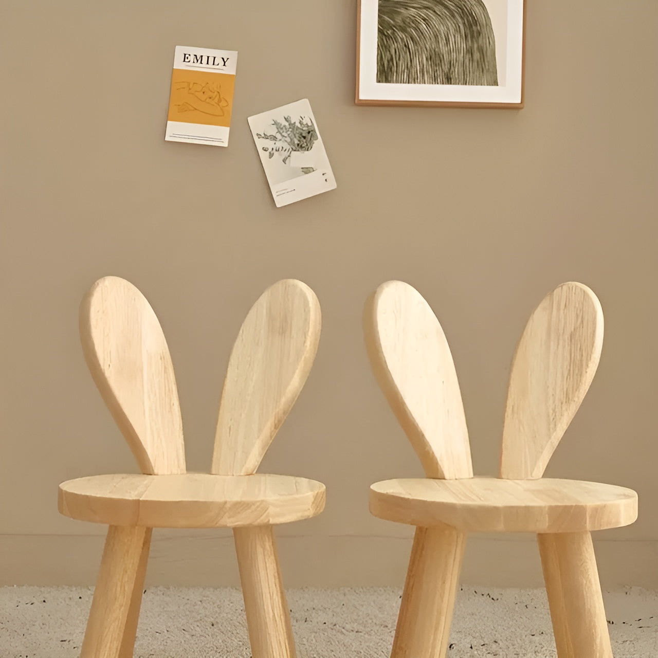 BunnyCraft Puff - Nordisk träpuff med kaninöron