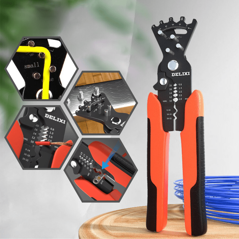 5-i-1 Multifunktionellt Elverktyg – Crimper, Avisolator, Skärare, Böjare & Nyckel