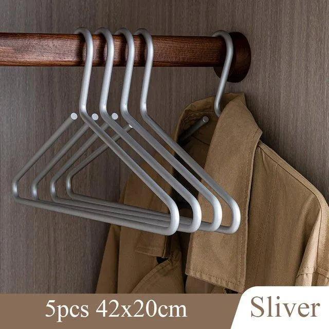 5 st Solid Matte Gold/Silver Klädhängare │ Sømløs Metall Garderobe Organizer