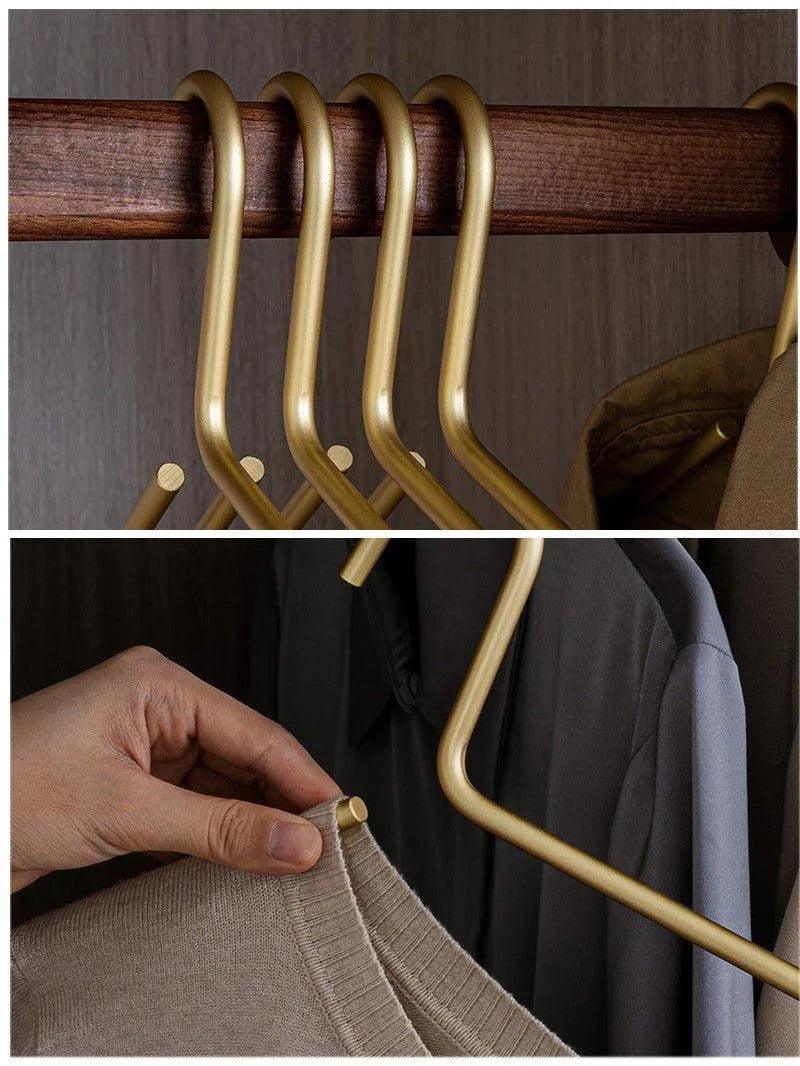 5 st Solid Matte Gold/Silver Klädhängare │ Sømløs Metall Garderobe Organizer
