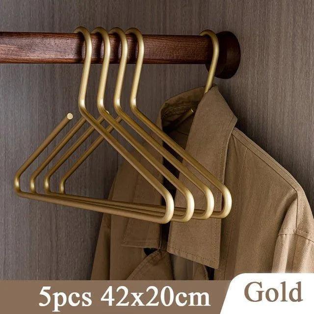 5 st Solid Matte Gold/Silver Klädhängare │ Sømløs Metall Garderobe Organizer