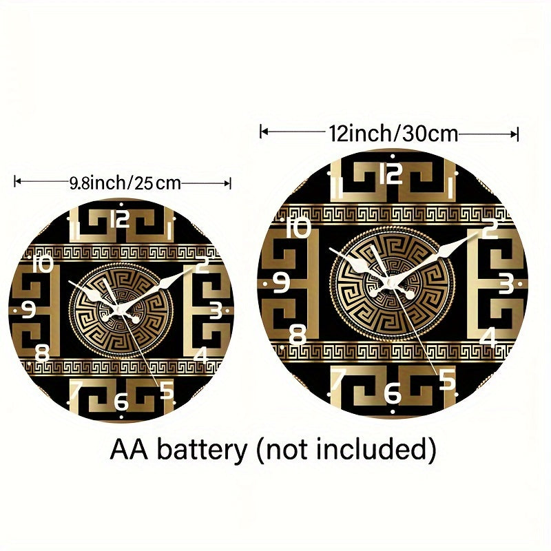 Stille icke-tickande trähärdsklocka - Grekisk nyckeldesign, kvarts mekanism