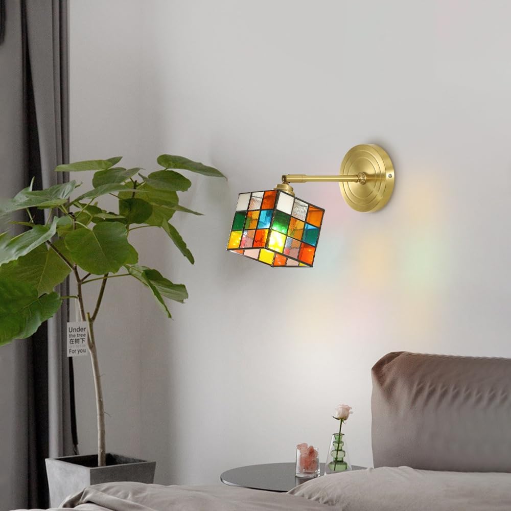 FlexiGlow - Modern vägglampa med glas kubdesign - Justerbar och utrymmessparande