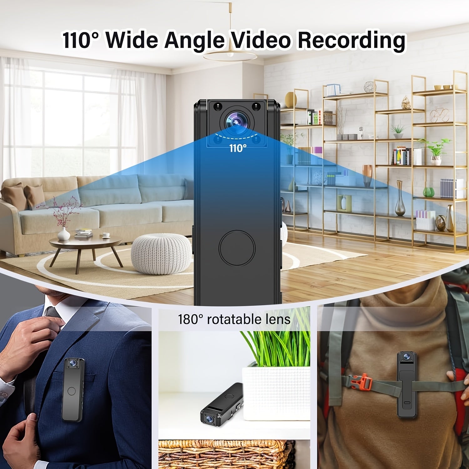 Mini kamera med klipp för videoinspelning