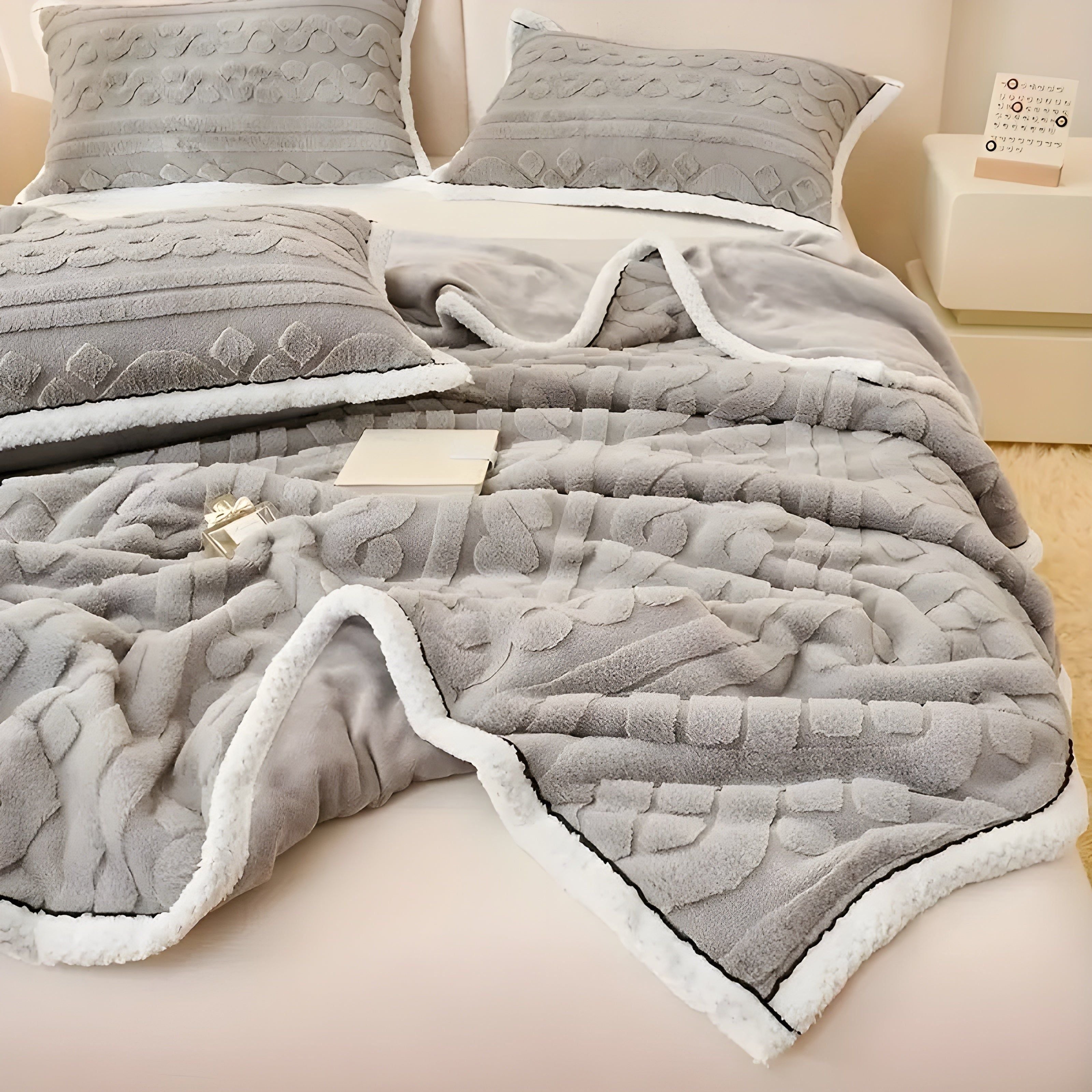 FluffDream sängkläder set - fluffig filt plysch sängkläder set