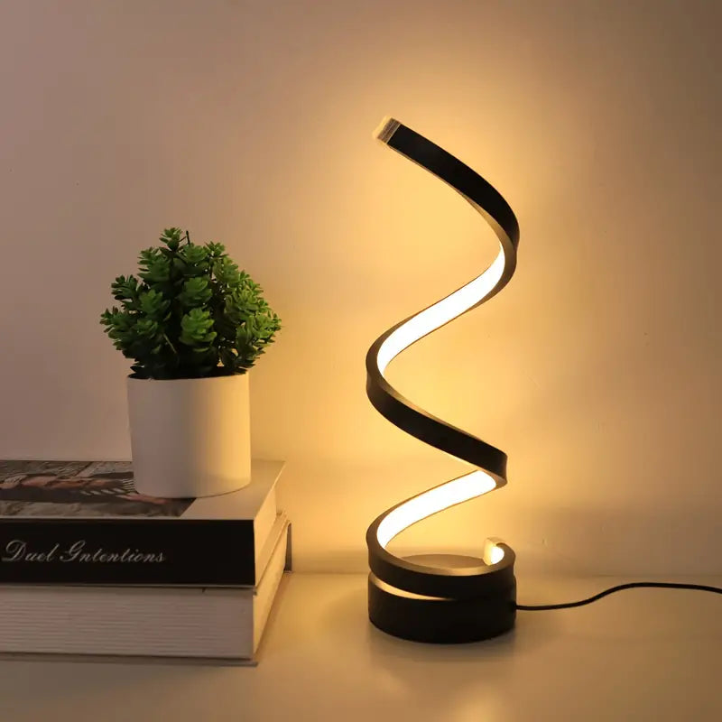 Modern Spiral Table Lamp | Dimmbar LED | 15.7" Hög | Energivrande Skulptural Ljus
