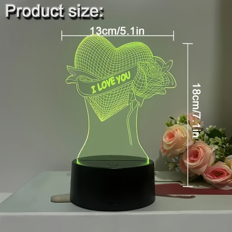 HartLicht - 3D LED Illusionslampa med Touchkontroll, 7 Färger & USB/Batteri Ström