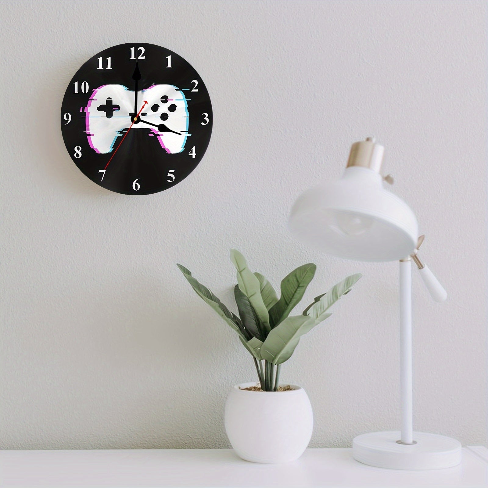 Rund Väggklocka för Spelare - Träkeramik med Batteri, 25.4 cm