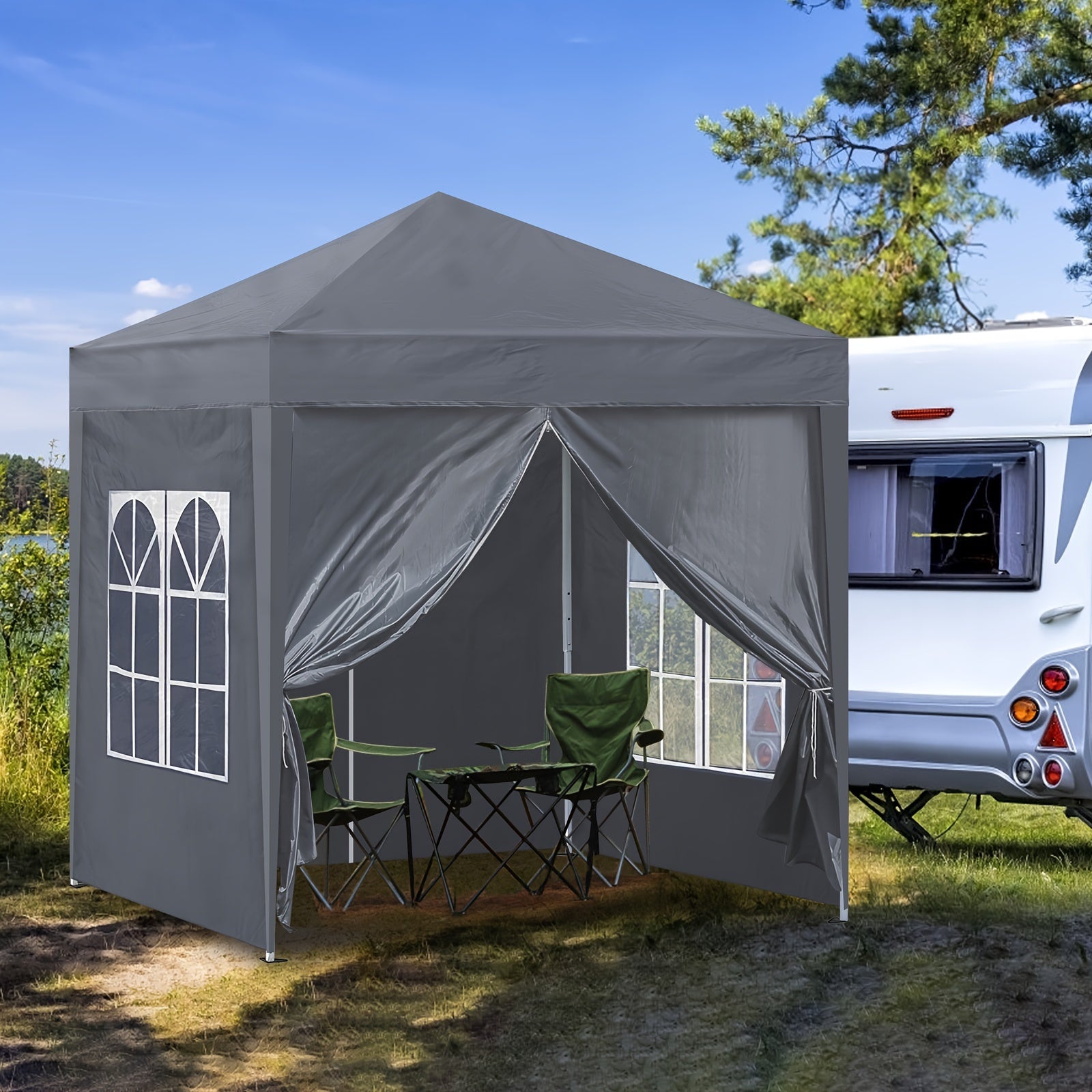 Trädgårdsgazebo Grå Stål Utomhus Festtält