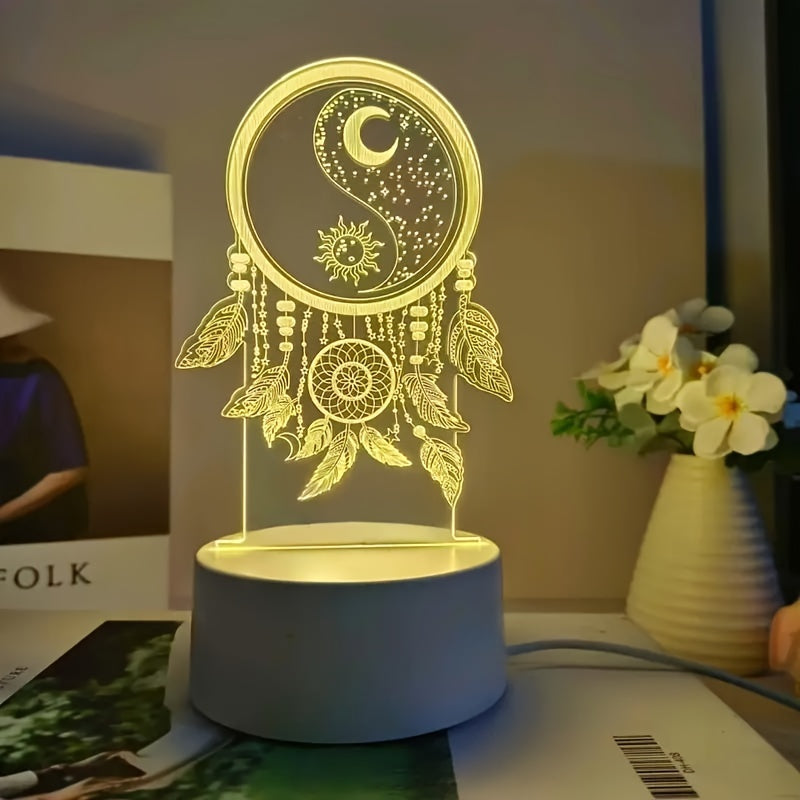 DreamCatcherGlow - 3D LED Nattlampa med USB-strömförsörjning
