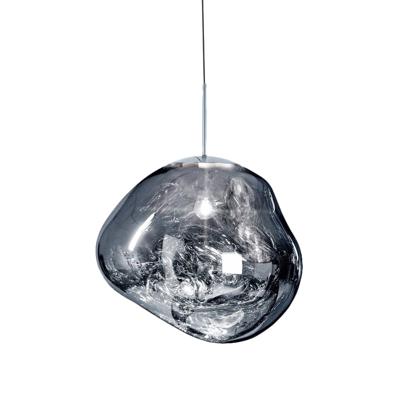 Designhänglampa - Silver med Röd Glas