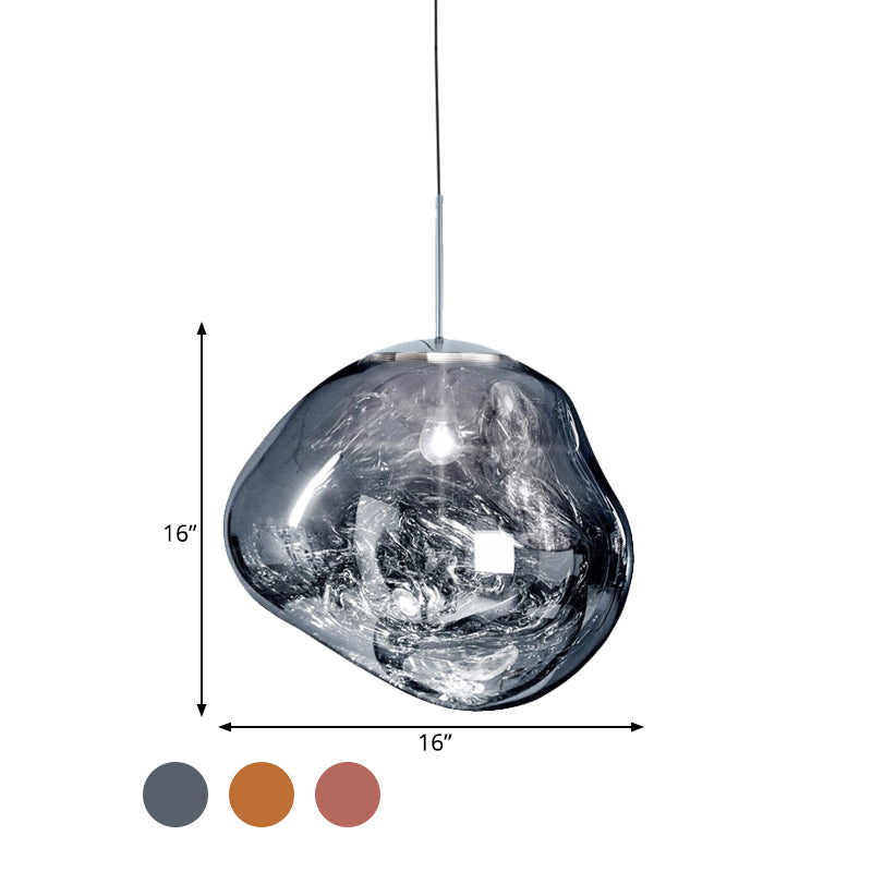 Modern taklampa i silver/röd glas 1 lampa matplats plafondlampa
