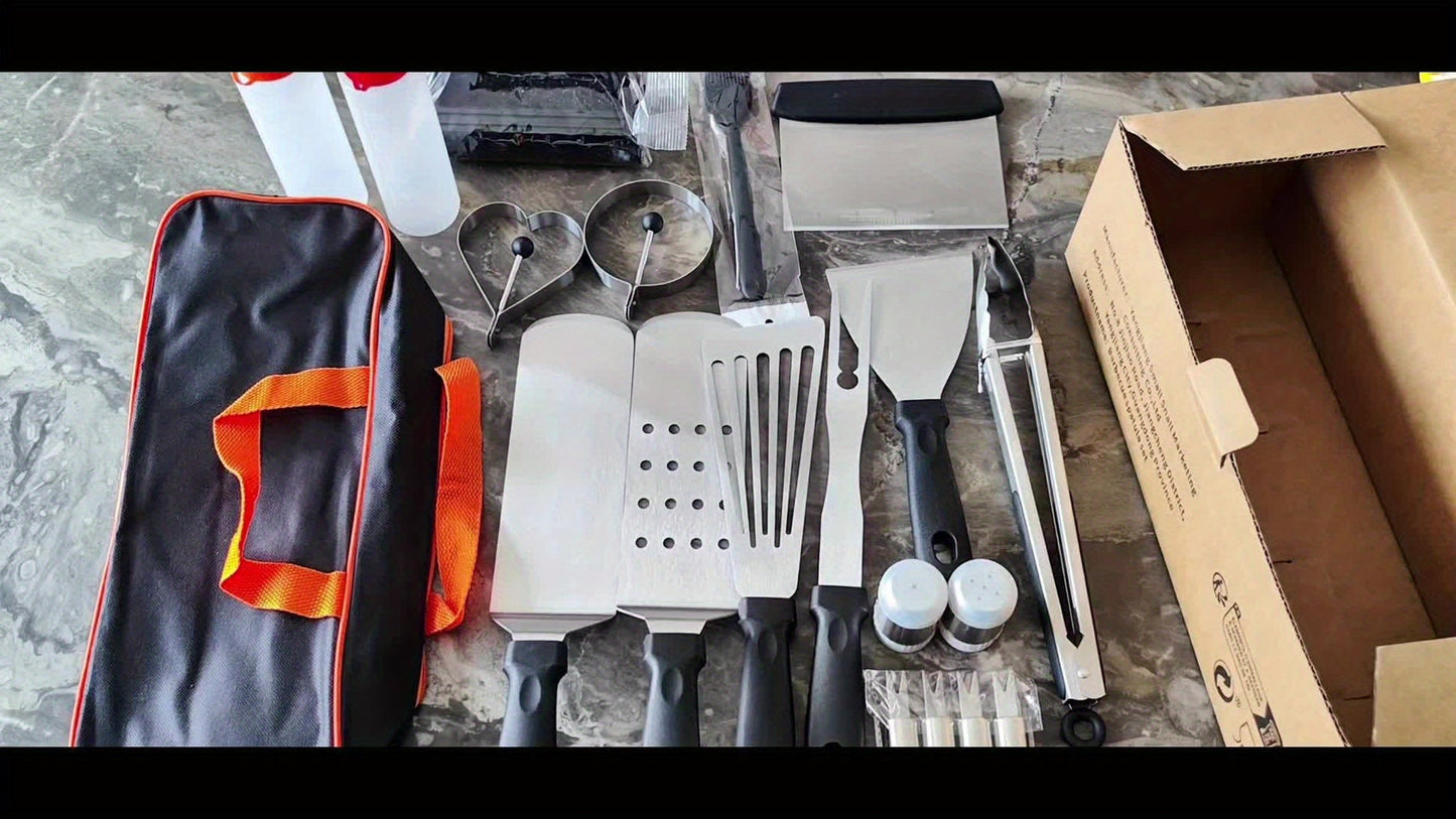 Carvallo BBQ Grillset 20-delat | Komplett tillbehörsset | Rostfritt stål | För inomhus & utomhus