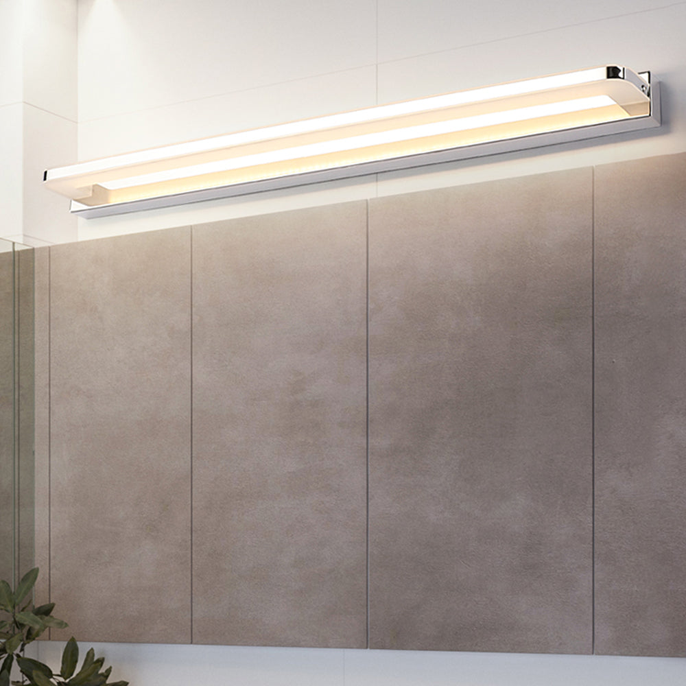 Skandinavisk Linjär Spegel Vägglampa, Krom/Svart, Sovrum