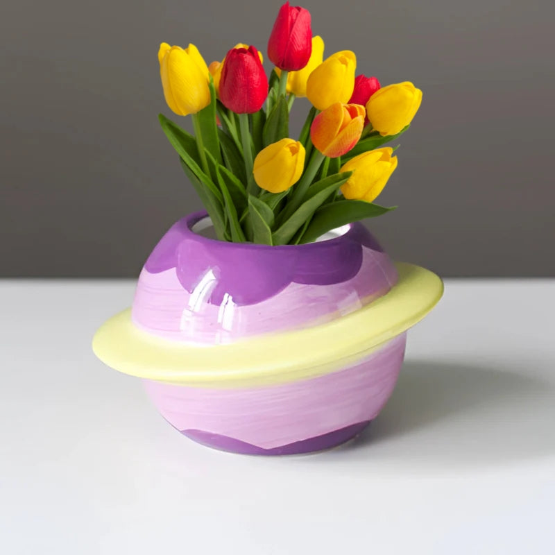 PlanetPot – Kreativ planetdesignad suckulentkruka för skrivbordsdekoration och altanhantverk