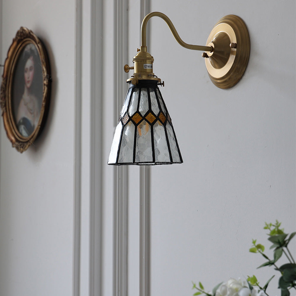 Glas Vägglampa | Vintage Koppar Sconce | 10.24"-11.02" | Elegant Hembelysning | Brick by Brick