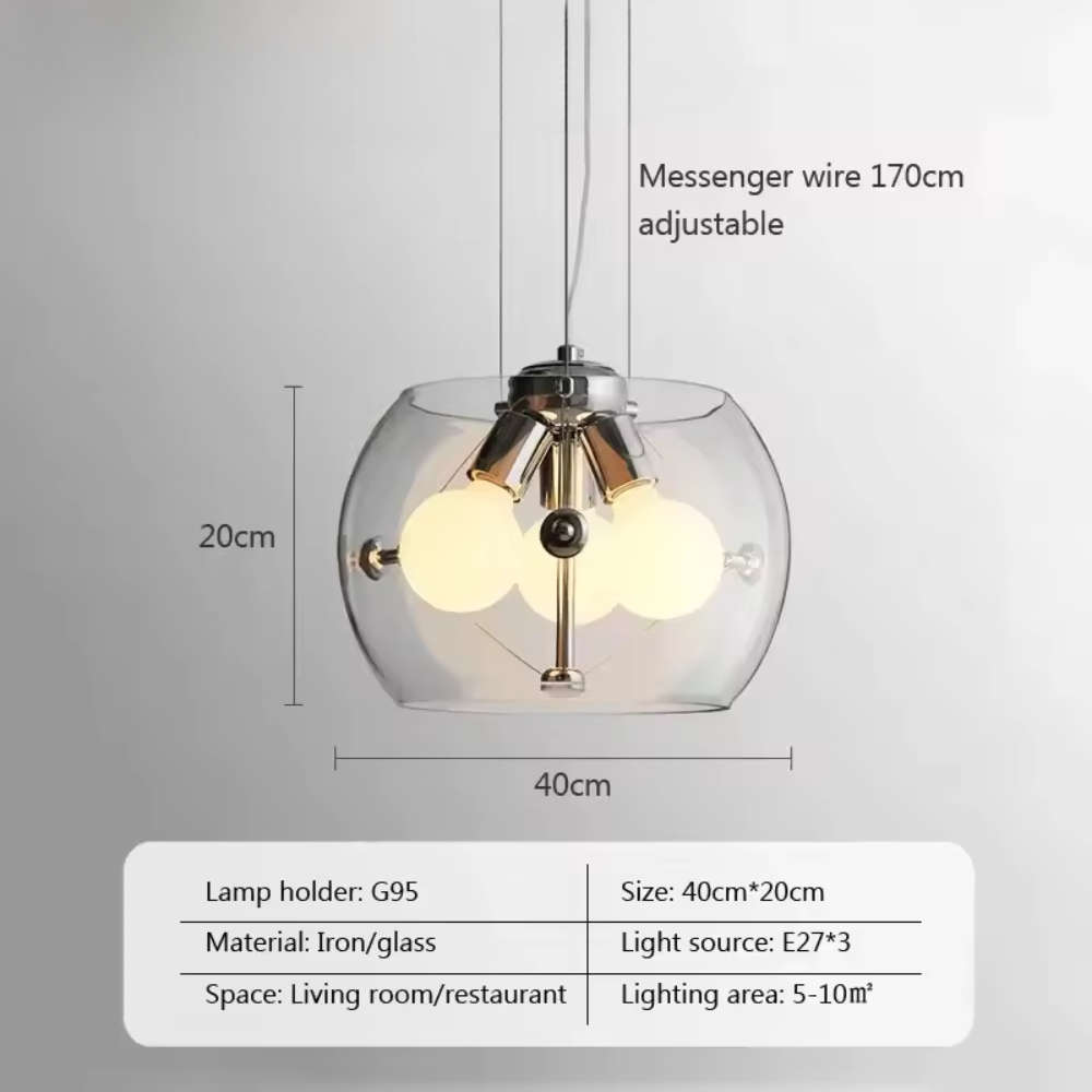 Aurion | Modern glas-LED-hänglampa för kök, vardagsrum och matsal