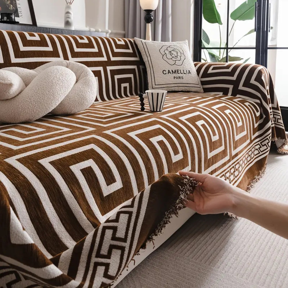 Meander Fransar Chenille Sofabygd