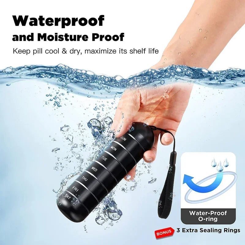 Aluminium 7 Dagars Portabel Tablet Organizer för Resa, Tablet Låda Tablet Behållare