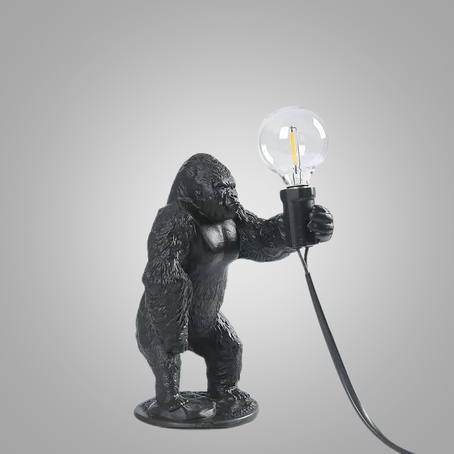 GorillaLux - Unik Gorilla Bordslampa | Modern Djurarmatur med Varm LED Belysning