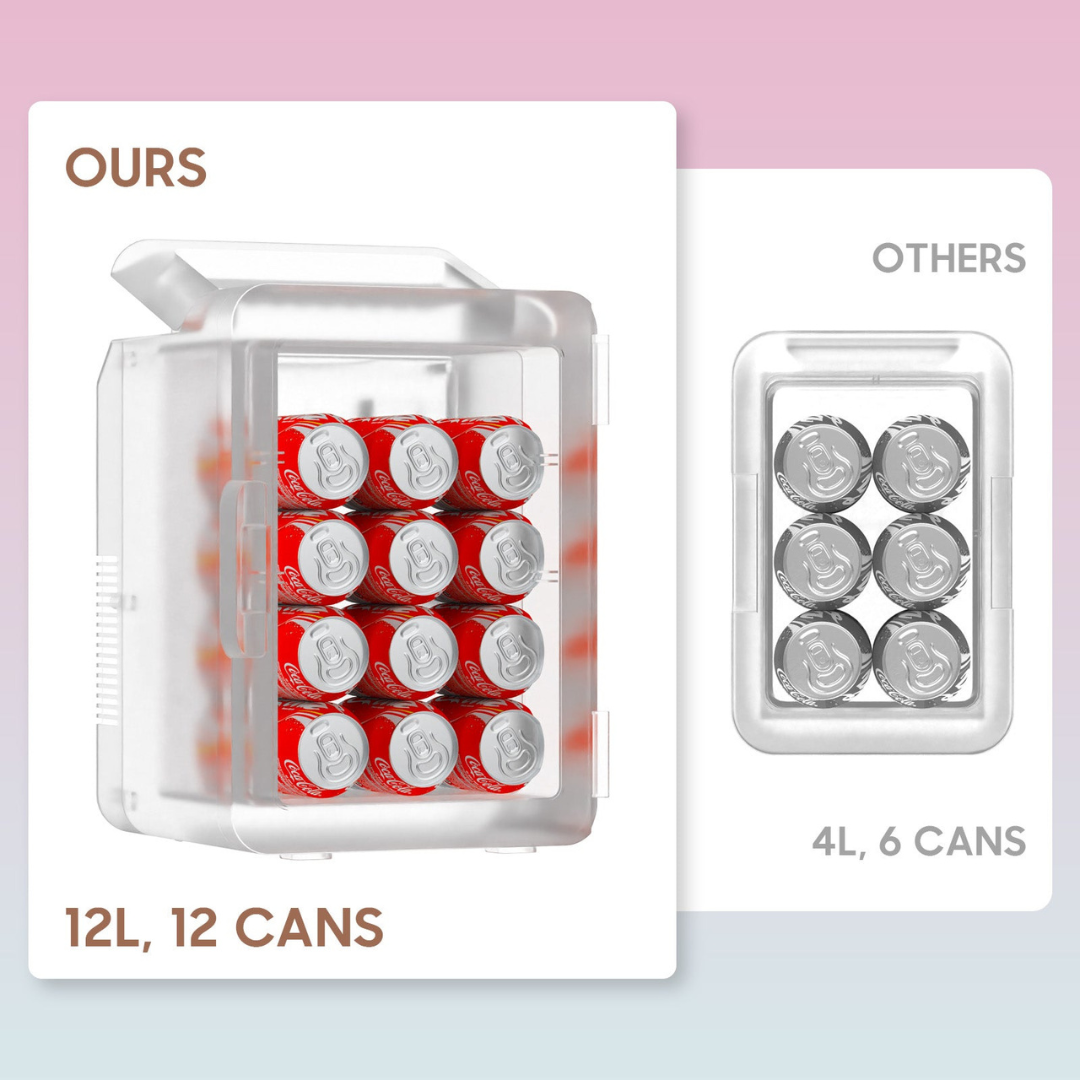 Mini Kylskåp Spegeldörr Portabel 12L Kylare