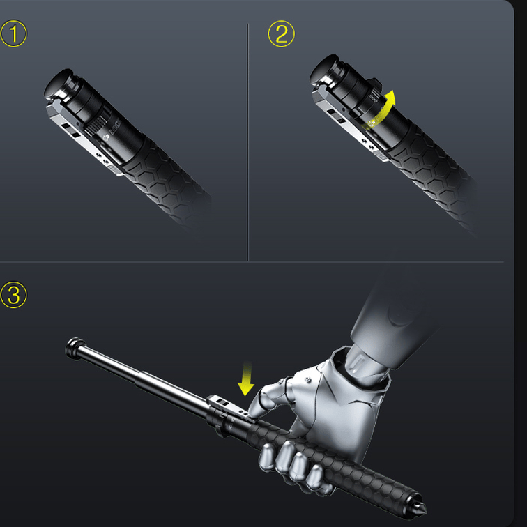 Automatisk vandringsstavar säkerhet trekking stav med LED-lampa