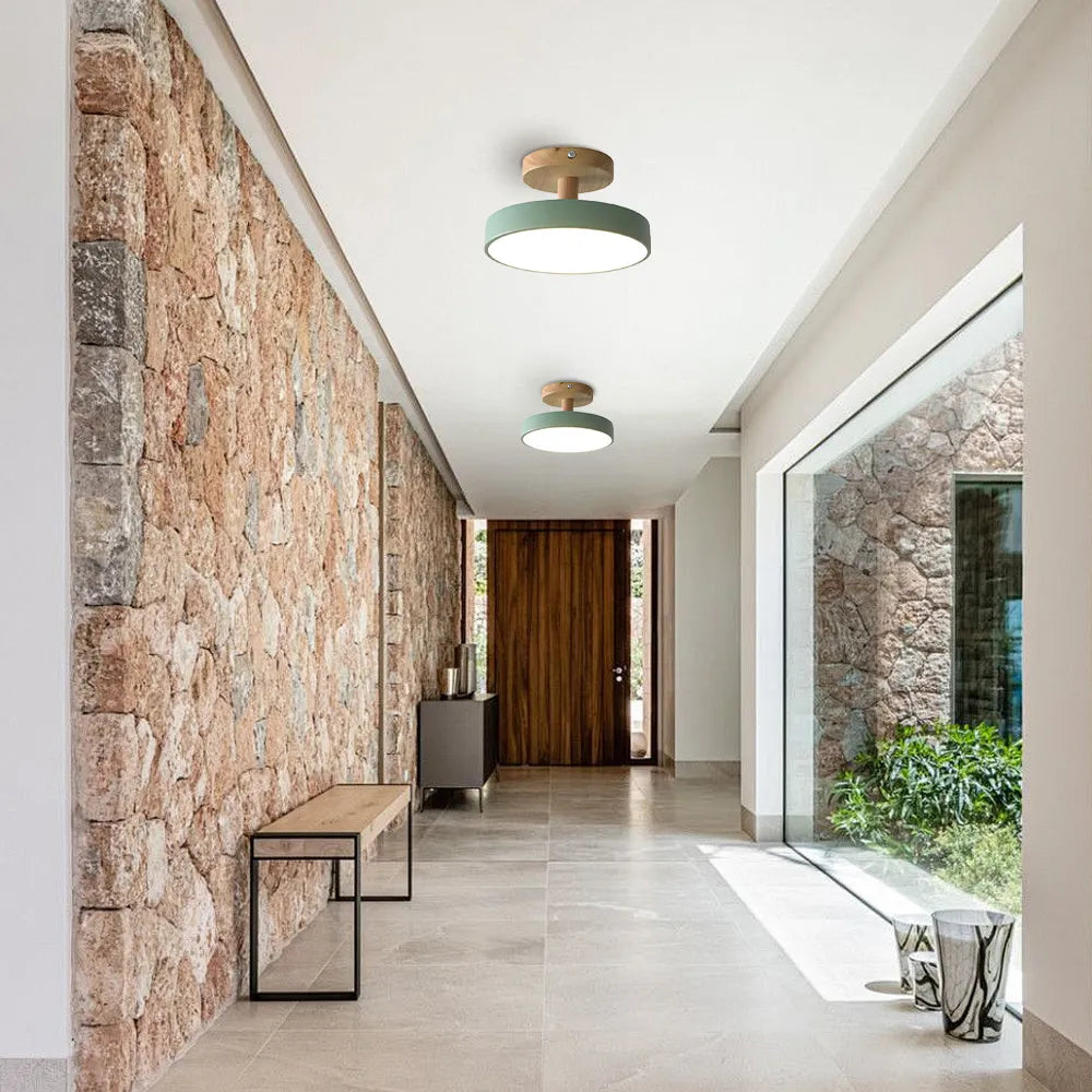 Industriell LED Taklampa | Trä & Järn Armatur | 12W Energibesparande Lampa | 7.09x3.94 in | Brick by Brick