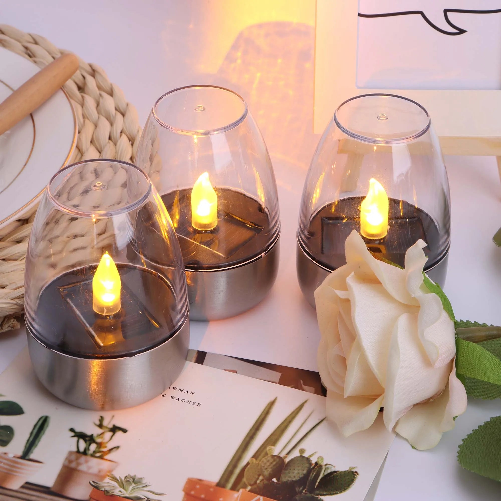 SolarFlame - Vattentäta LED-ljus för utomhusbruk, solenergi & flamlös