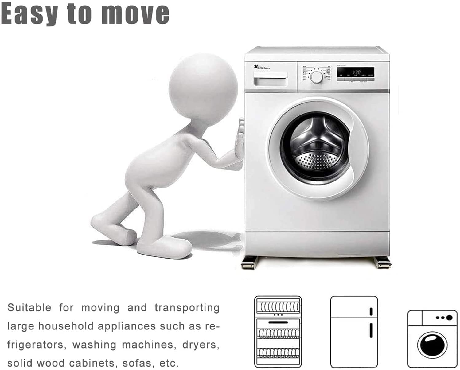 Royallure Tunga-Duty Justerbar Apparatrulle för Smidig Rörlighet och Lätt Transport - 2Pcs