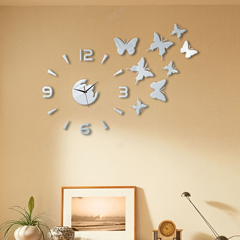 AcrylicButterfly - DIY 3D Fjäril Spegel Väggen Klocka