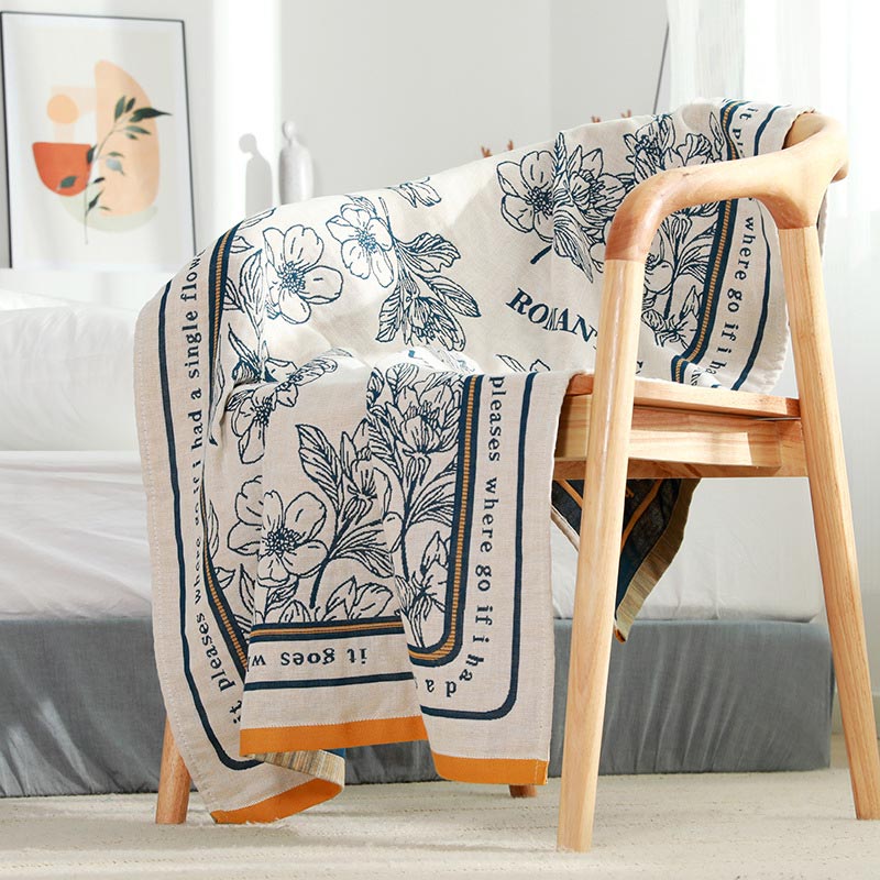 Blomma Blandad Färg Vändbar Bomull Badhandduk