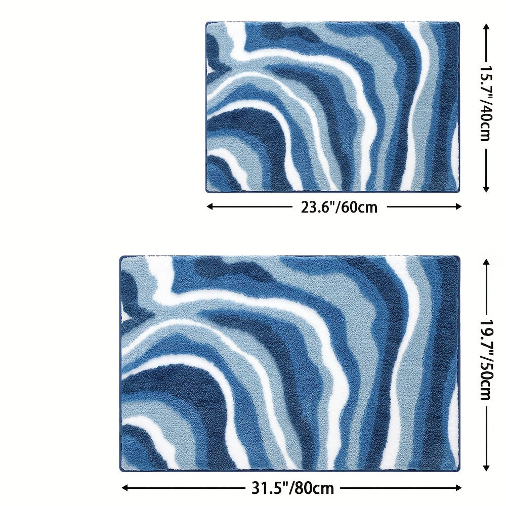 Geometrisk Badrumsmatta – Absorberande och Mjuk med Rutschfri Baksida