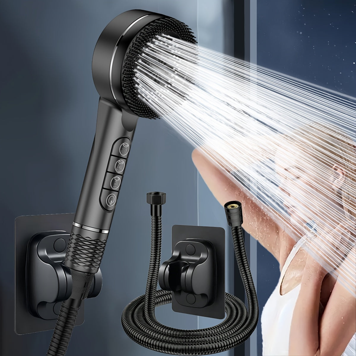 AquaJet Powerduschhuvud | Högtrycks-handdusch med 5 stråltyper