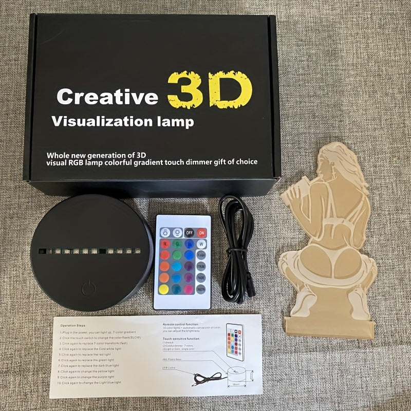 DecoLamp - 3D Konstnärlig Bordslampa med Fjärrkontroll, USB Driv, 16 Färgval