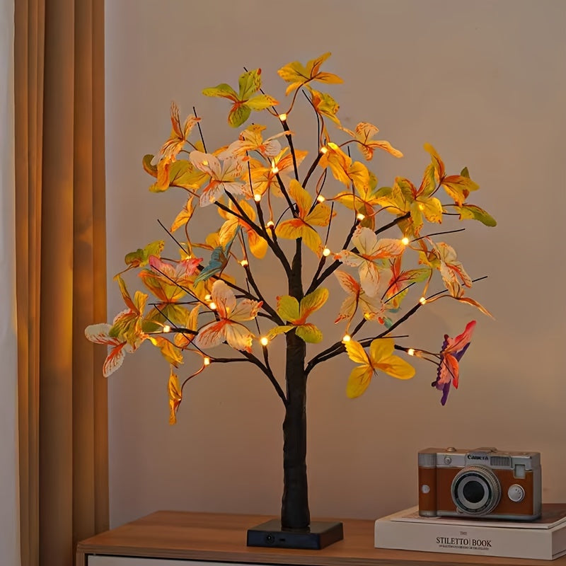 GlowBirch - Elegant LED Björk Vitrinlampa för Rum och Festlig Stämning