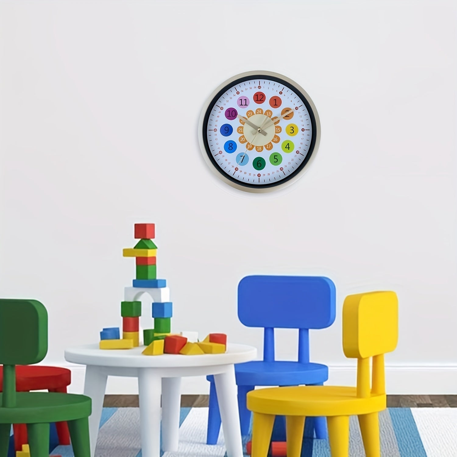 RainbowTime – Färgglatt väggur med ljudlös urverk för rolig inlärning
