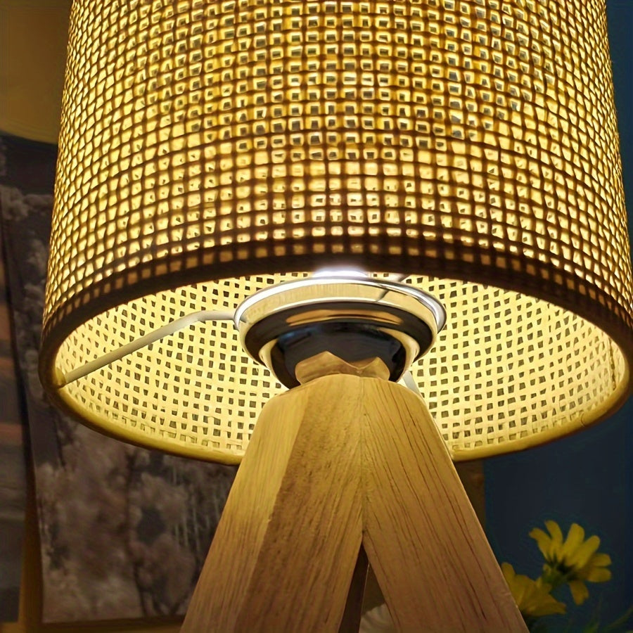 DecoLicht - Rustik Trä Bordslampa med USB Strömförsörjning