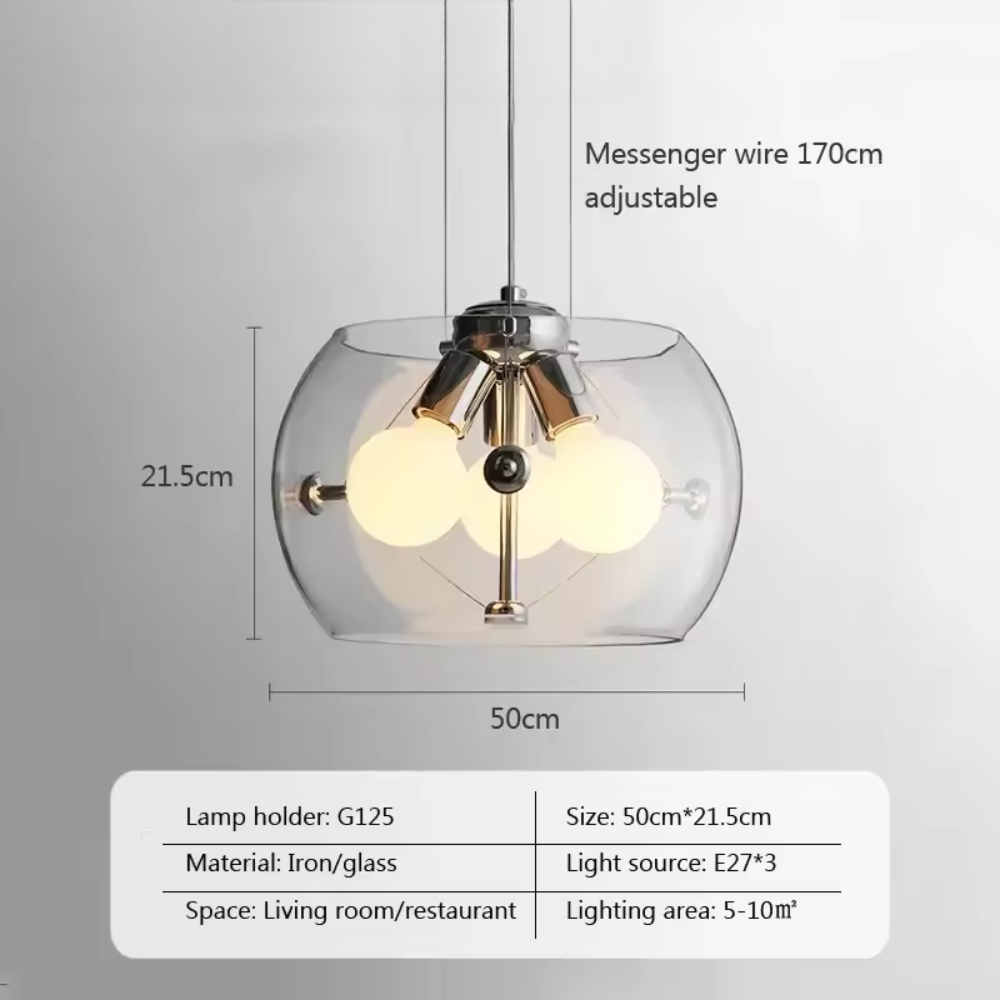 Aurion | Modern glas-LED-hänglampa för kök, vardagsrum och matsal