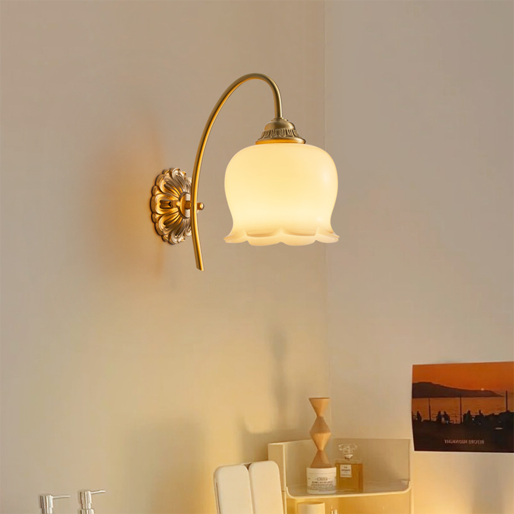 Elegant Koppar Glas Vägglampa
