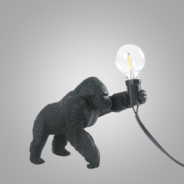 GorillaLux - Unik Gorilla Bordslampa | Modern Djurarmatur med Varm LED Belysning