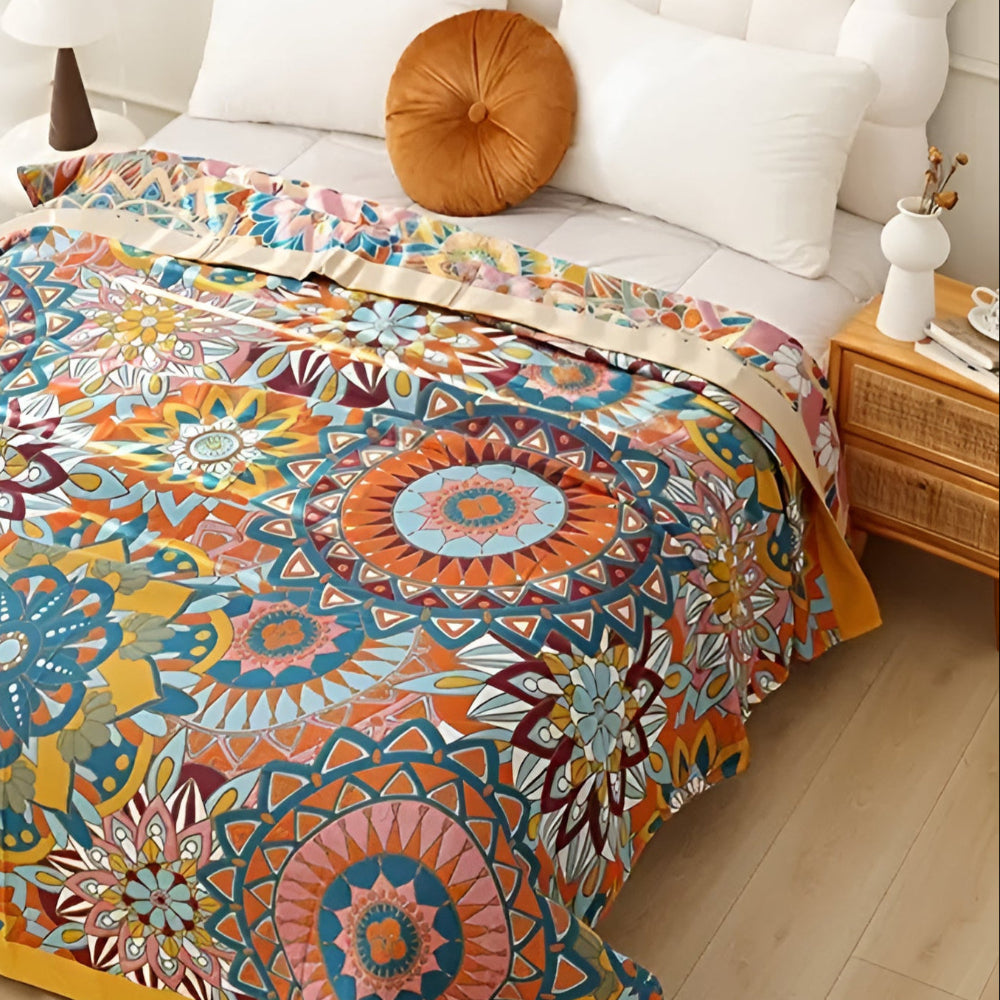 Maroccan Floral Jacquard Cotton Blanket
