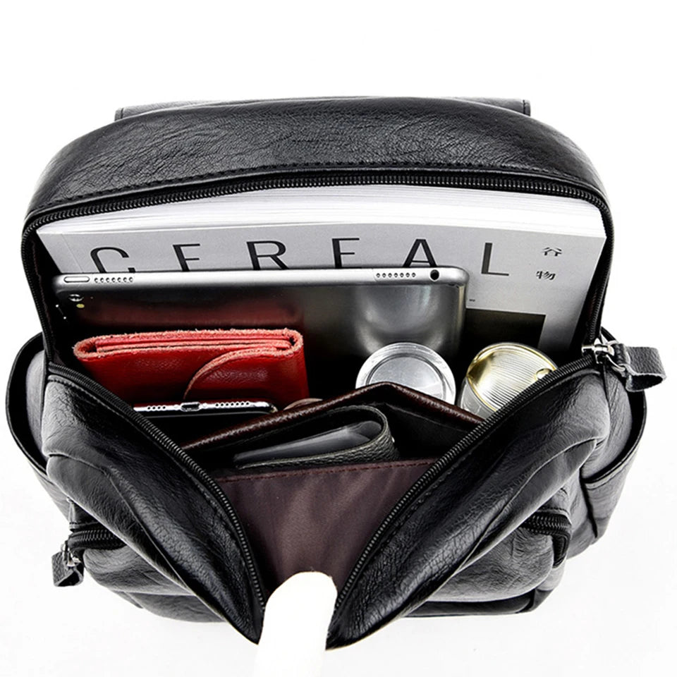 Anti-theft Mini Läder Rygsäck för Kvinnor