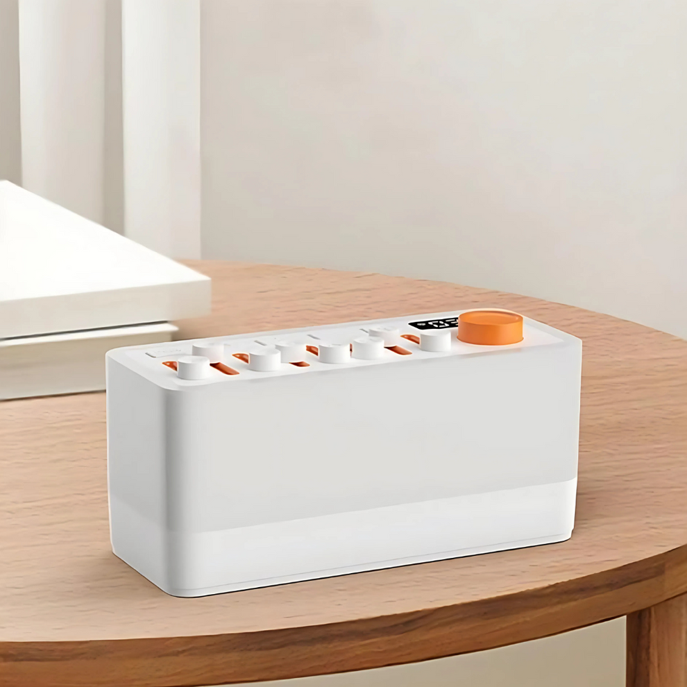 Carvallo – Vit ljudmaskin med nattljus och Bluetooth-högtalare för avkoppling