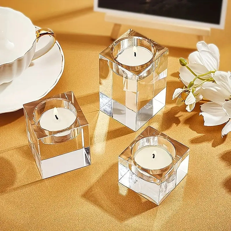 Halloween & Jul Kristall Ljusstake – Elegant 4-pack för Festlig Dekor