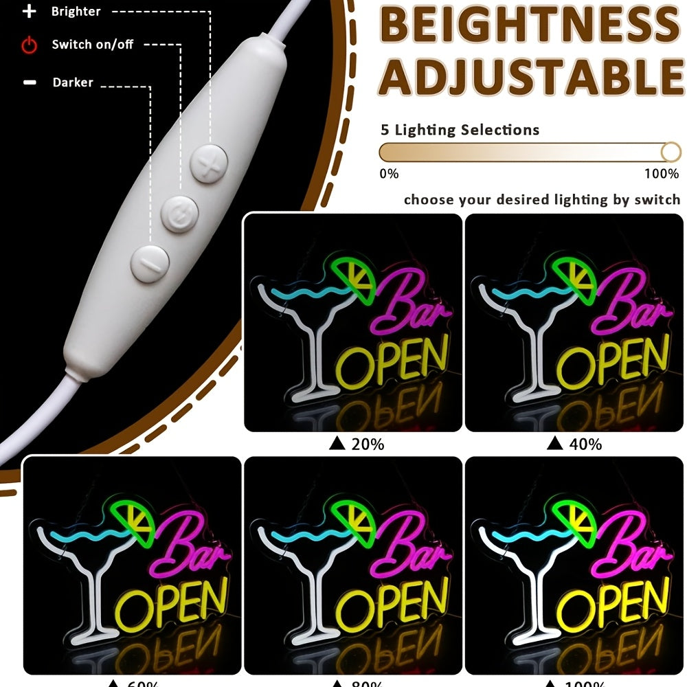 Belyst skylt "Bar öppen" – Atmosfärisk dekoration