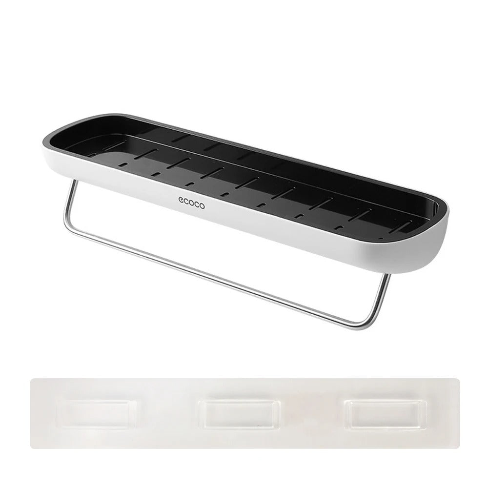 Väggmonterad schampo förvaringshylla – Ingen borrning badrumshylla med handdukshängare & duschorganisatör