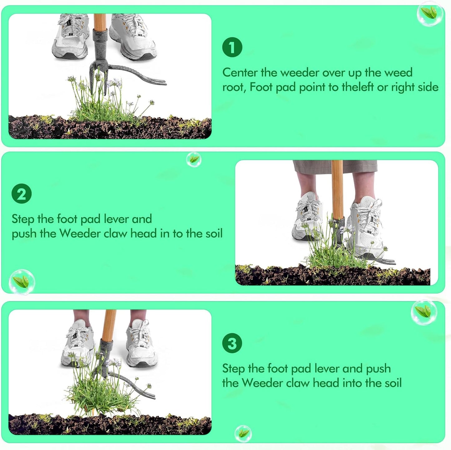 Ogräsupptagare med 4-klohuvud – Effektivt trädgårdsverktyg av järn för rotavlägsnande