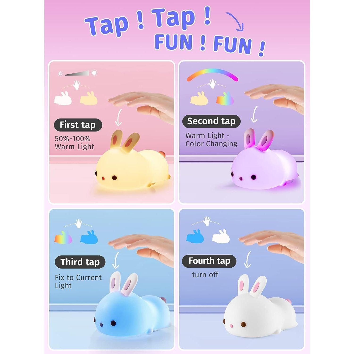 RabbitDream Lampa - Färgglad Touch Sensor Kanin LED Nattljus