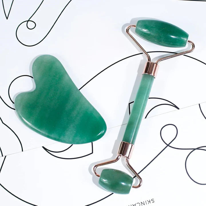 Instant Glow Gua Sha & Jade Roller Set | För strålande hud och naturlig avslappning