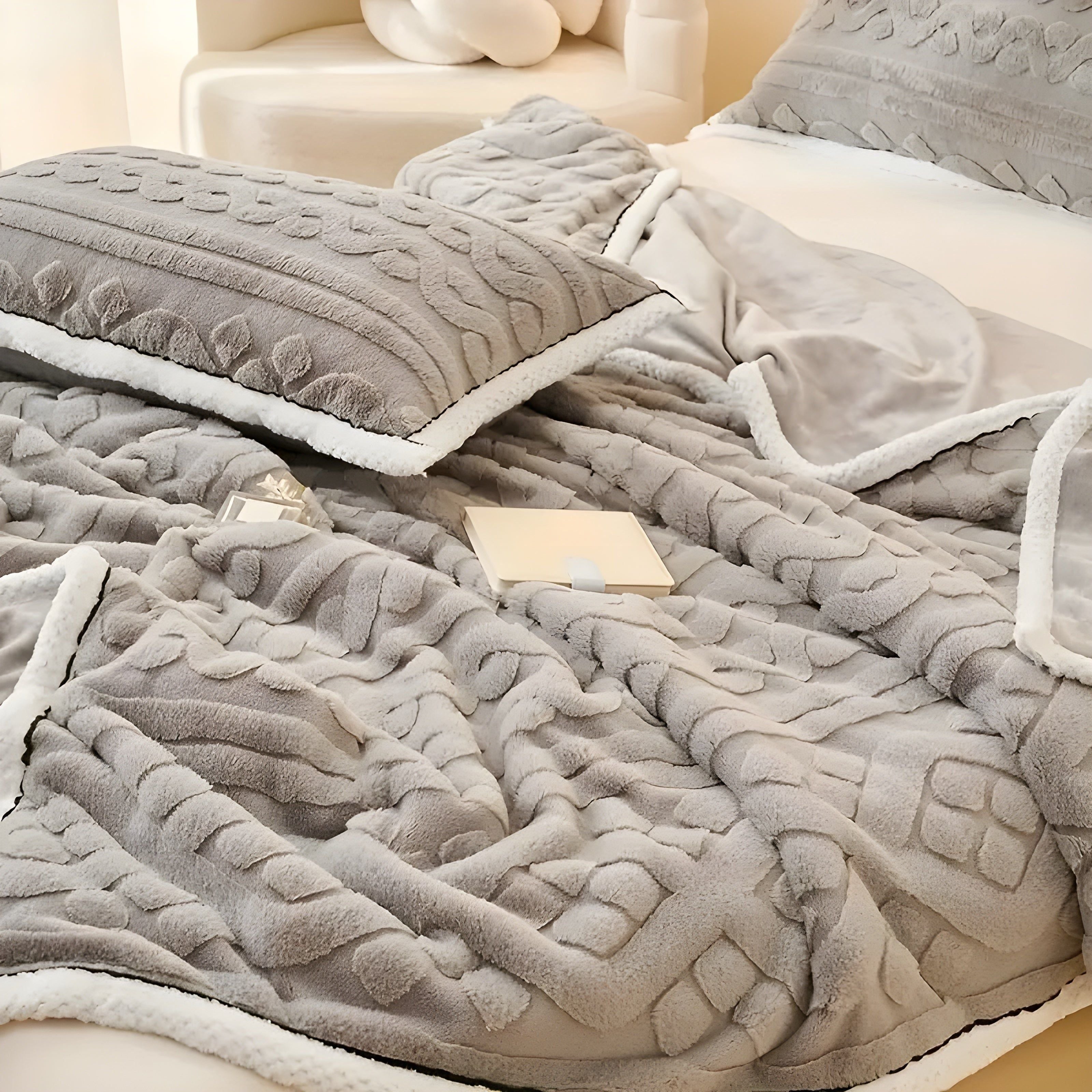 FluffDream sängkläder set - fluffig filt plysch sängkläder set